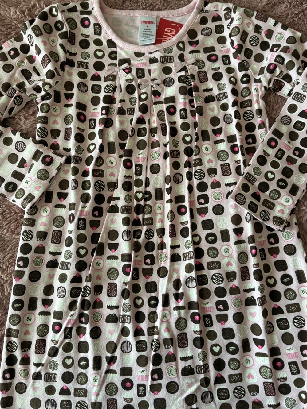 Gymboree Candy Shop Pink and Brown Chocolate Print Girls cotton Dress